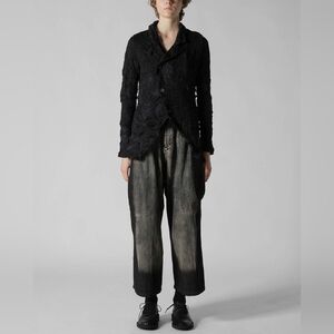 LUUKAA Black Crinkle Stretch Cotton Lagenlook Jacket 10 M